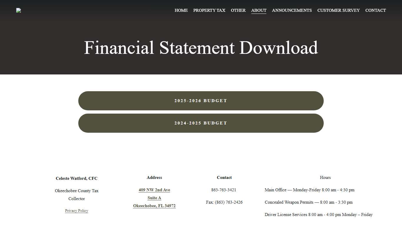 Financial Statements — Okeechobee County Tax Collector