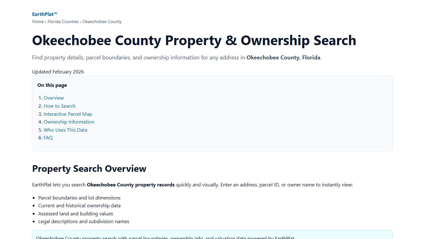 Okeechobee County Property Search EarthPlat - EarthPlat